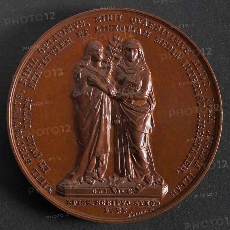 J. Elion, Medal on the 250th anniversary of the Remonstrant Brotherhood in Rotterdam, penning footage bronze, Two symbolic