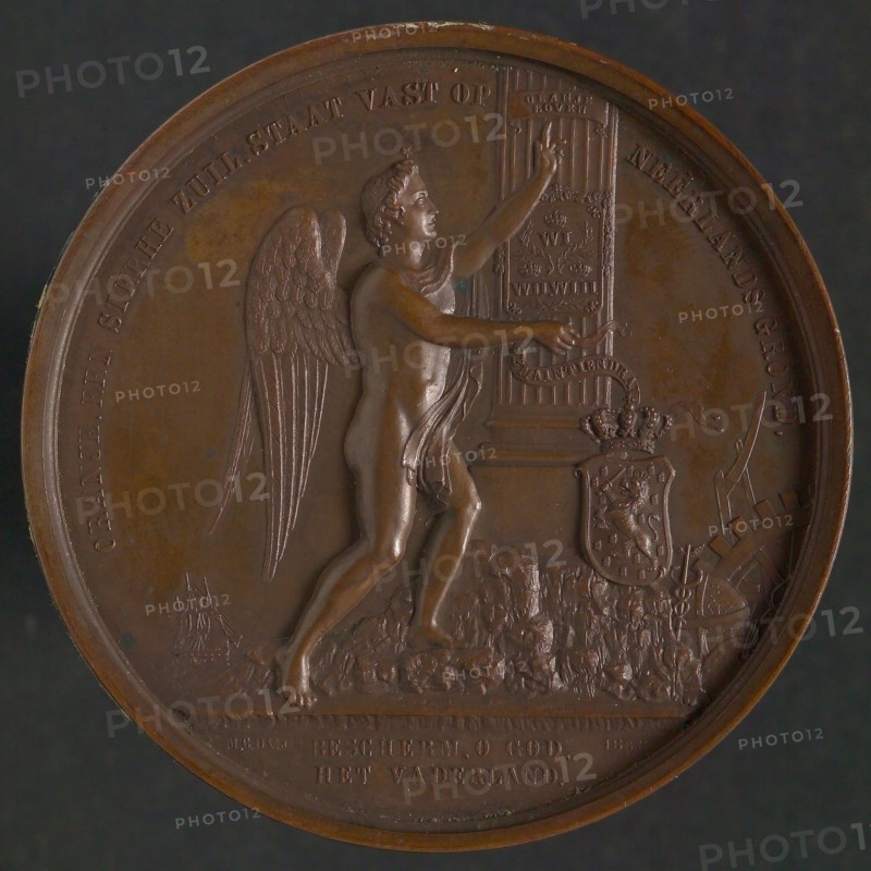 M.C. de Vries jr., Medal on the half Centenary of Dutch Independence, medallion bronze bronze figure 7,6, the Dutch Virgin
