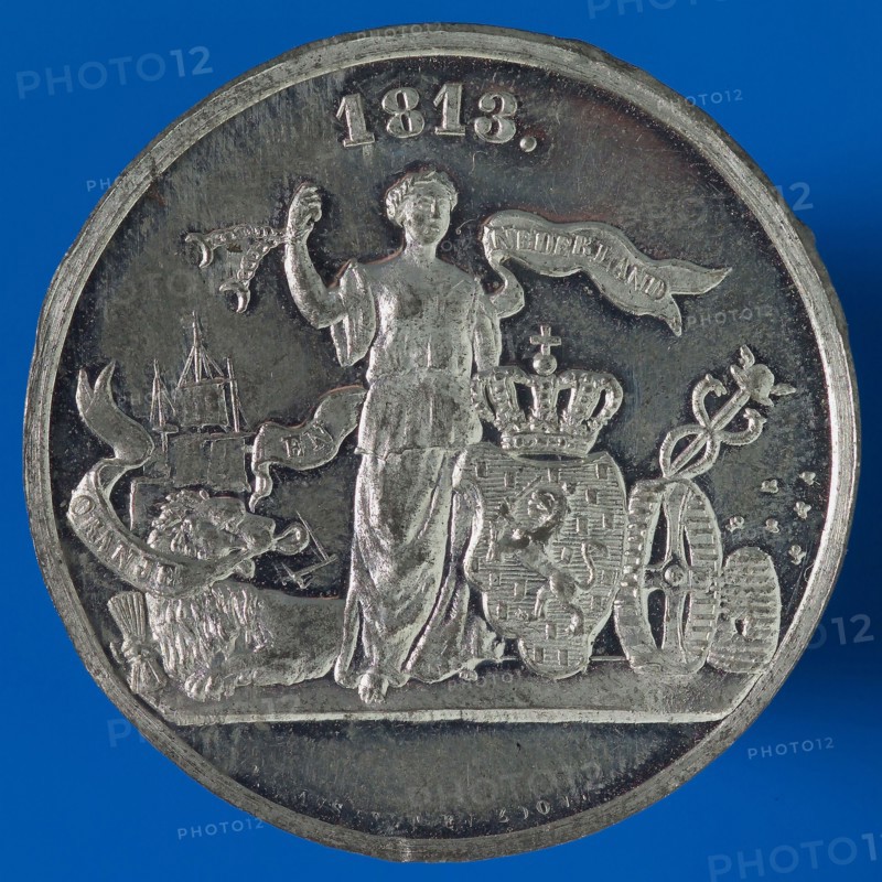 P. Mansvelt en Zoon, Medal on the half Centenary of Dutch Independence, penny visual material tin, the Dutch Virgin