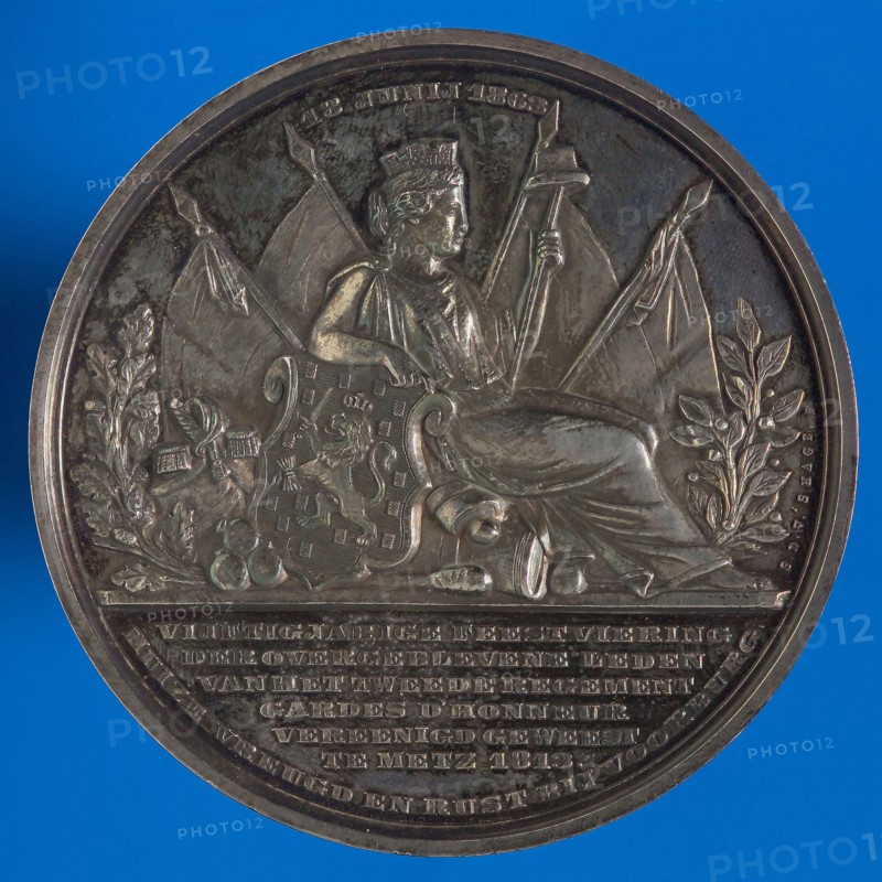 S. de Vries, Medal on the celebration of 50 years of independence in Voorburg, by the remaining members of the 2nd regiment