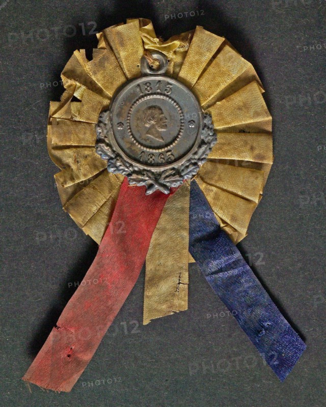 50-year-old independence, bearmark identification carrier silver textile, One-sided medallion with portrait of King William III