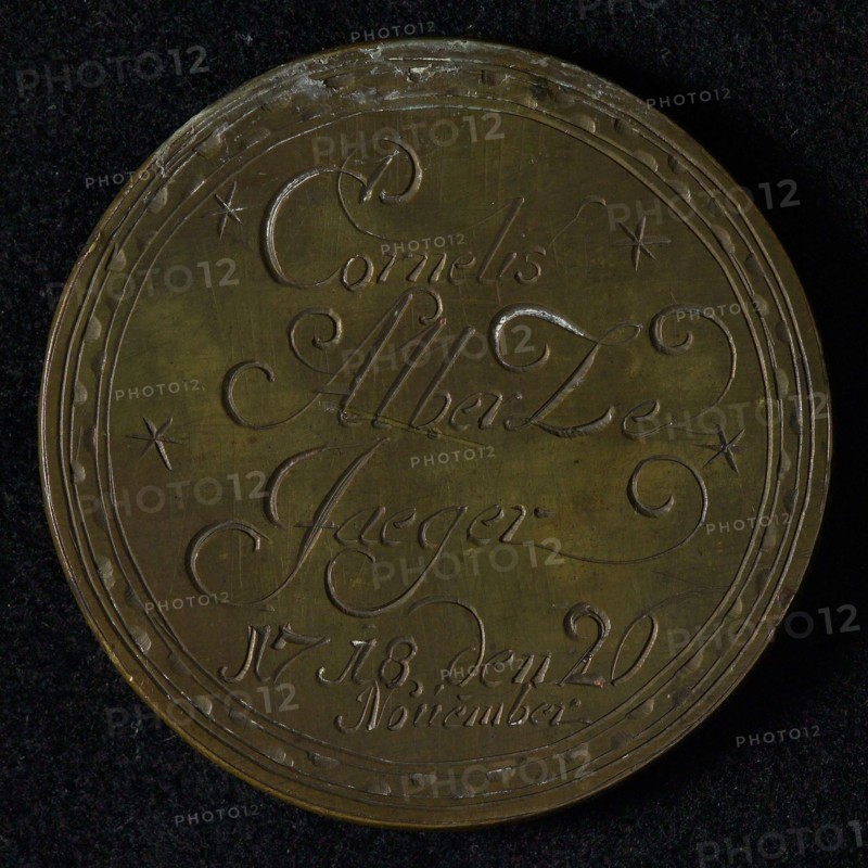 Medal der ship carpenters or St. Noach in Rotterdam, guild penny penny identification carrier brass, Guild medal