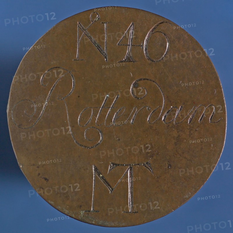 Medal der Bakkers in Rotterdam, guild penny penning identification carrier brass, text, N 46 Rotterdam MT Rotterdam guild baker