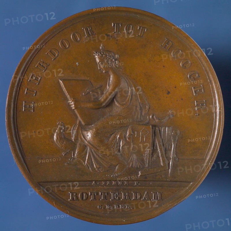 stamp cutter: A. Bemme, Price medal of the Teekengenootschap HEREDOOR TOT HOOGER, awarded to J. Kramer, price medal medal bronze