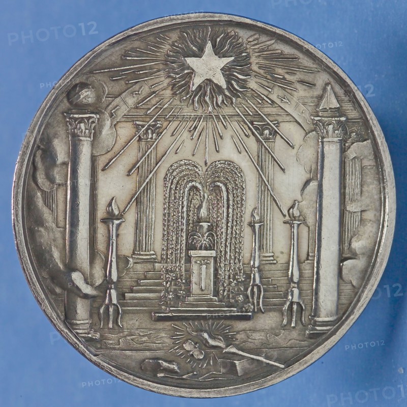 Masonic medal, penning footage silver, symbolic representation of the freemasons, no freemasonry Rotterdam