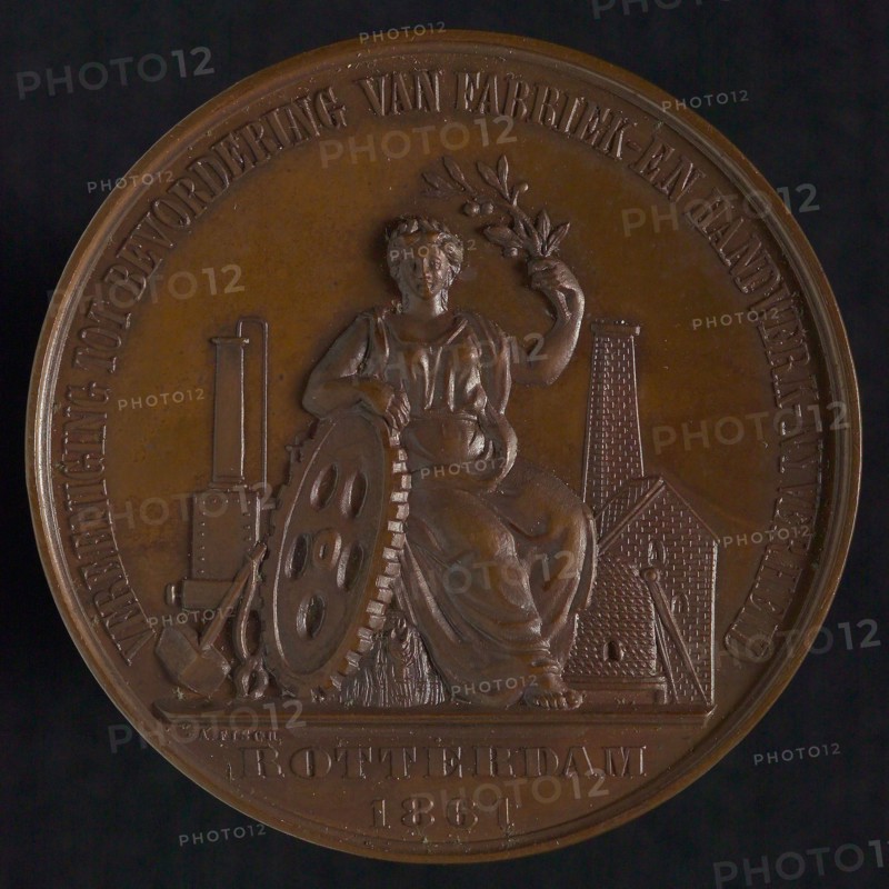 Antoine Fisch, Medal of the Society for the Promotion of Factory and Handicraft Industry in Rotterdam, medallion bronze