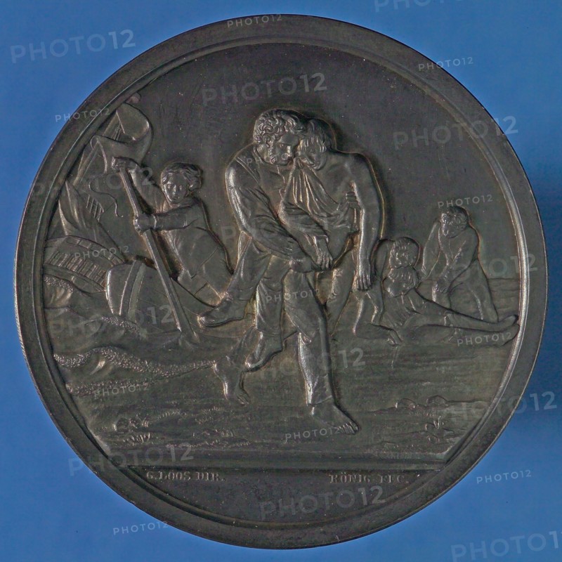G. Loos, Medal on South Holland Society for the Salvation of Shipwrecked Persons in Rotterdam, penny footage silver, Image
