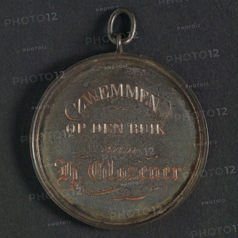 Price medal Zwemschool Rotterdam, price medal penning visual material silver, Text, PRIJS ZWEMSCHOOL ROTTERDAM 1870, engraved