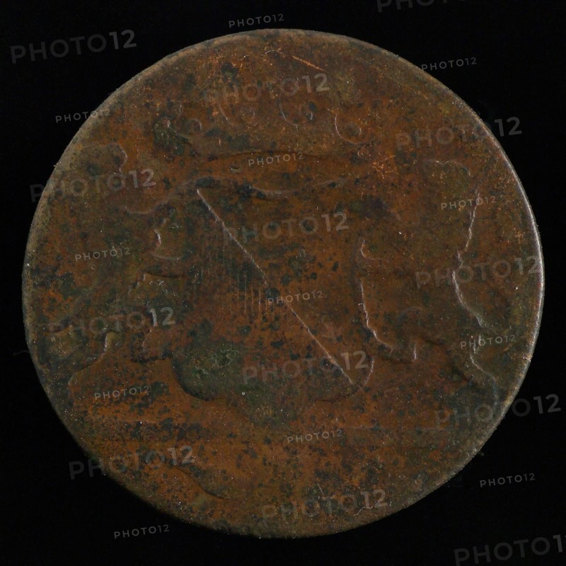 Eight or double penny, coin of the VOC, minted in Utrecht, ear currency money swap copper, Oord or double penny bronze. Coin