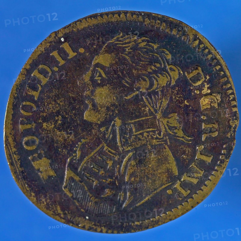 Ernst Ludwig Sigmund Lauer, Medal on Emperor Leopold II, jeton utility medal medal broker Soil discovery copper, bust emperor
