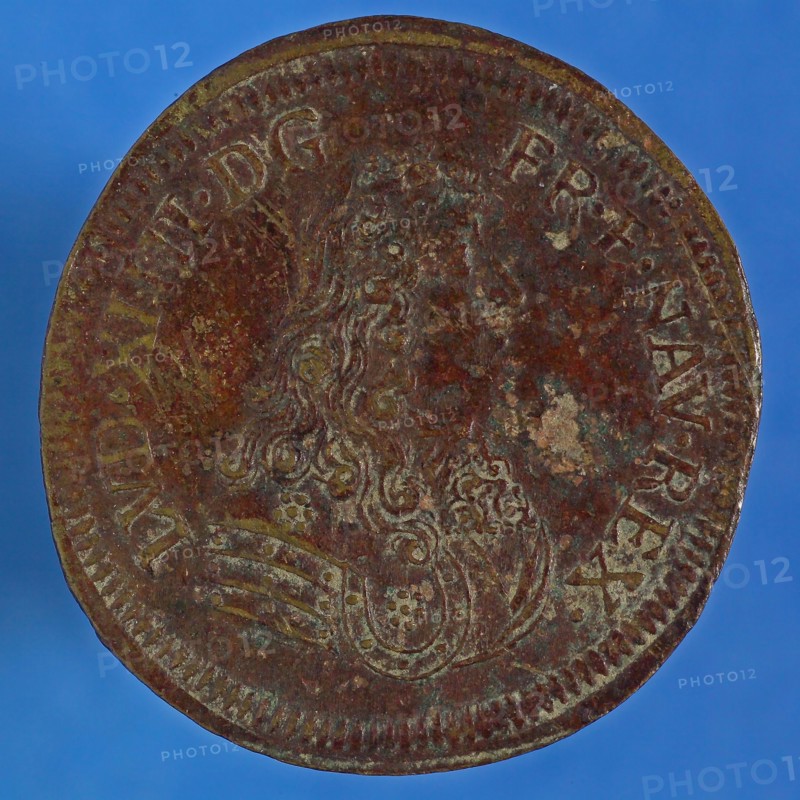 Gottlieb Lauffer, Medal on Louis XIV, jeton utility medal medal exchange copper, Borstbeeld Louis XIV to the right LVD. XIII.DG