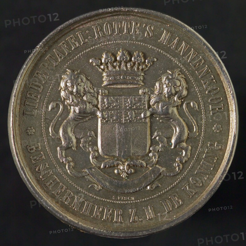 A. Fisch, Price medal Rotte's Male choir singing competition 1870, price medal penning footage silver, The crowned coat of arms