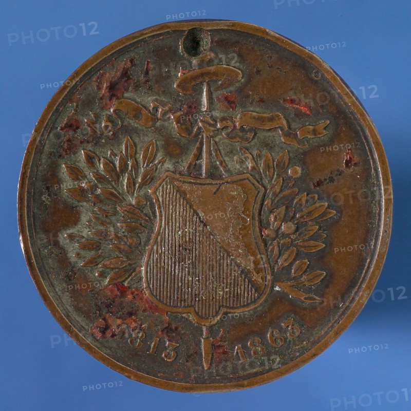 's Rijks Munt, Medal on the fifty years ago inaugurating the Cossacks in Utrecht in 1813, commemorated in 1863, medallions
