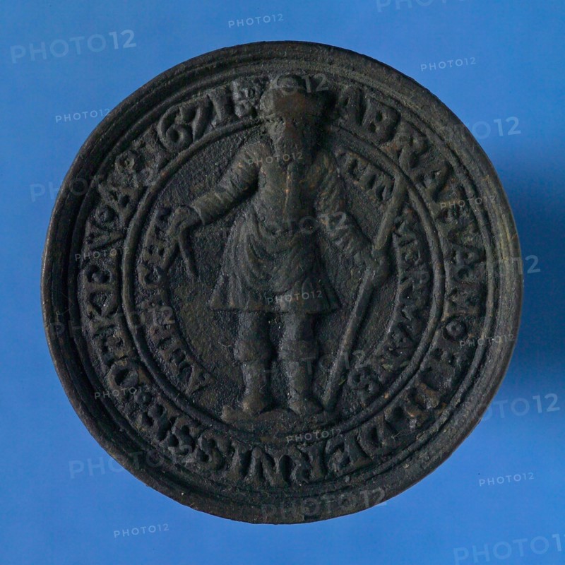 Willem de Laet, Medal Timmermansgilde Middelburg 1671, guild penny penning identification carrier metal, Black metal penny