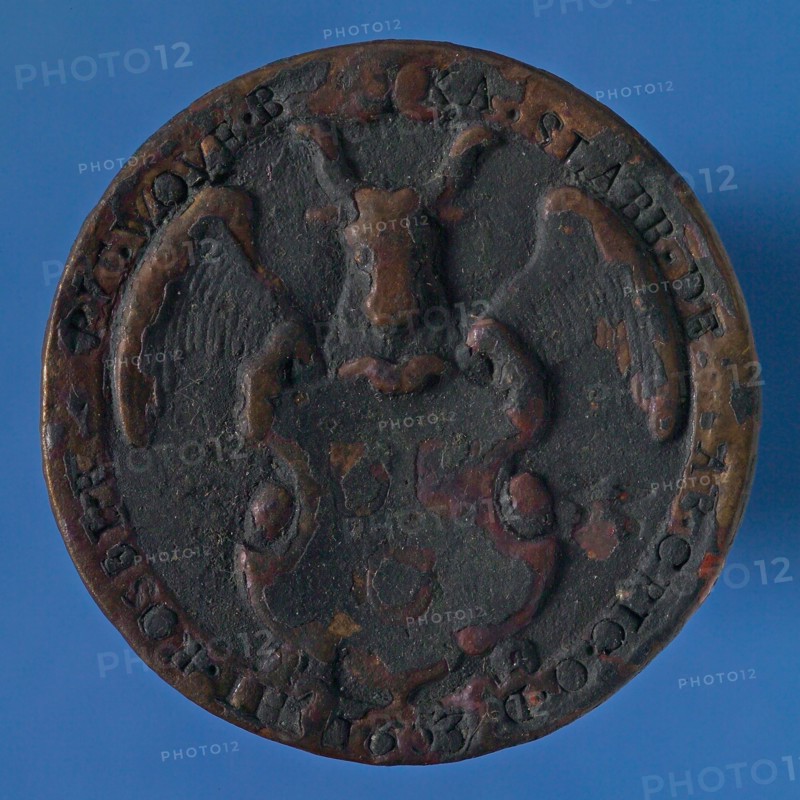 Medal Sint-Lucasgilde Middelburg, medallions bronze bronze figure 4,2, winged ox holding the St. Lucas shield unreadable Zeeland