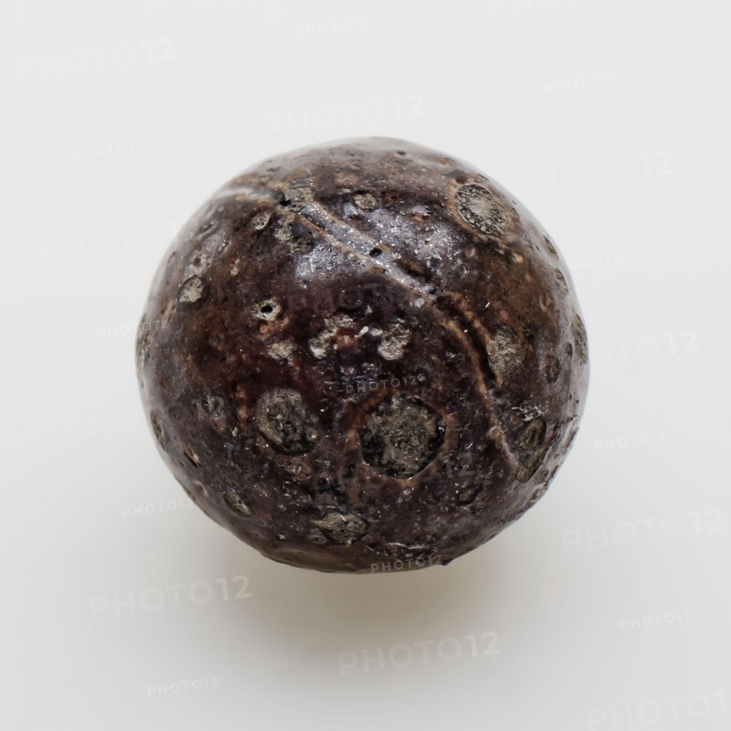 Clay candle, brown glazed, marble toy relaxant soil find ceramic stoneware glaze salt glaze, hand-turned glazed fried Round