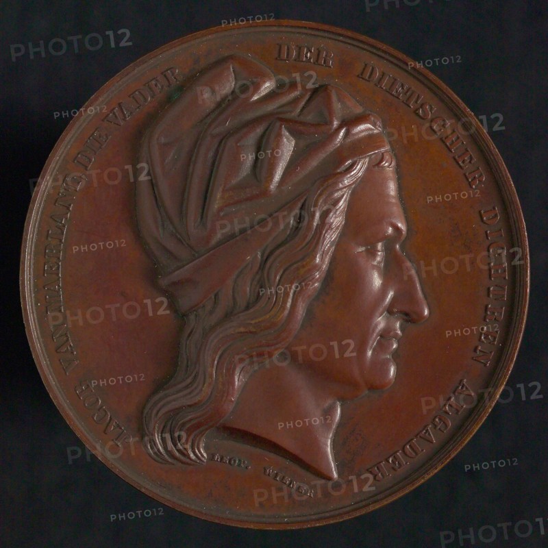 Leopold Wiener, Medal at the seventh Dutch Literary Congress in Bruges, medallion medal bronze, to the right accustomed bust
