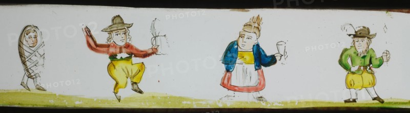 Hand-painted lantern plate with four popular types, slide slide slide picture glass paper, Hand-painted slide with top