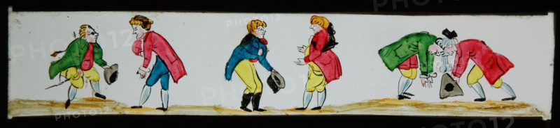 Hand-painted slide with comical story about greeting, slide plate slideshope images glass paper, Hand-painted slides with top