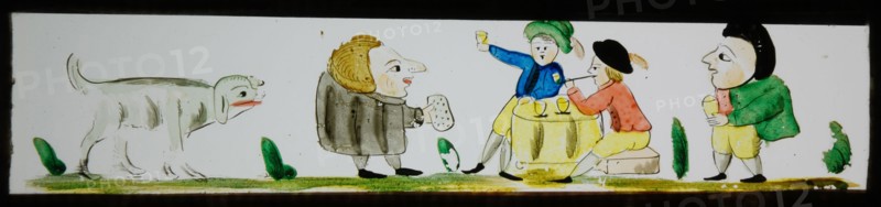 Hand-painted lantern plate with drinking gauze, slide plate slideshope images glass paper, Hand-painted slides with top