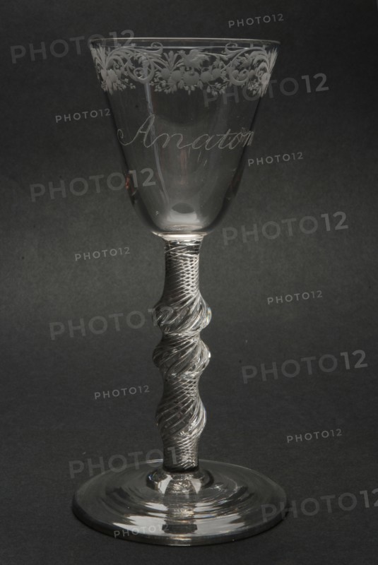 Chalice glass engraved with Anatomia, wine glass drinking glass drinkware tableware holder glass lead glass, gram free blown
