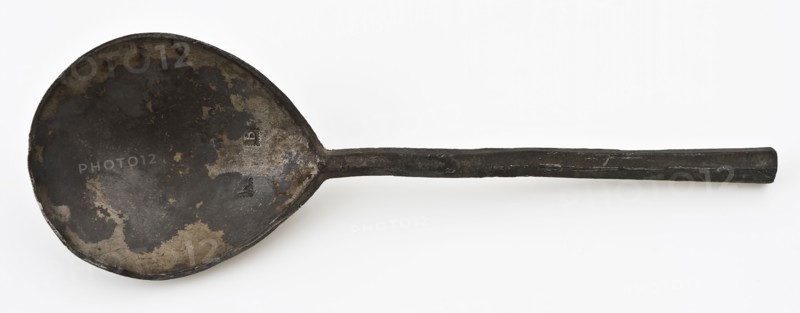 Dirck Hendricksz. van Lier, Pewter spoon with fig-shaped container and hexagonal handle and Rotterdam tin mark, spoon cutlery