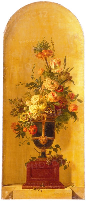 Willem van Leen, Painted wallpaper depicting flowers in vase, still life wallpaper painting painting material linen oil painting