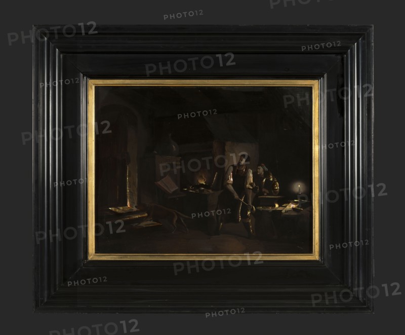 Hermanus Petrus Antonius Gunneweg, Back glass painting Jan de Smid (Swartjan), back glass painting painting footage glass wood
