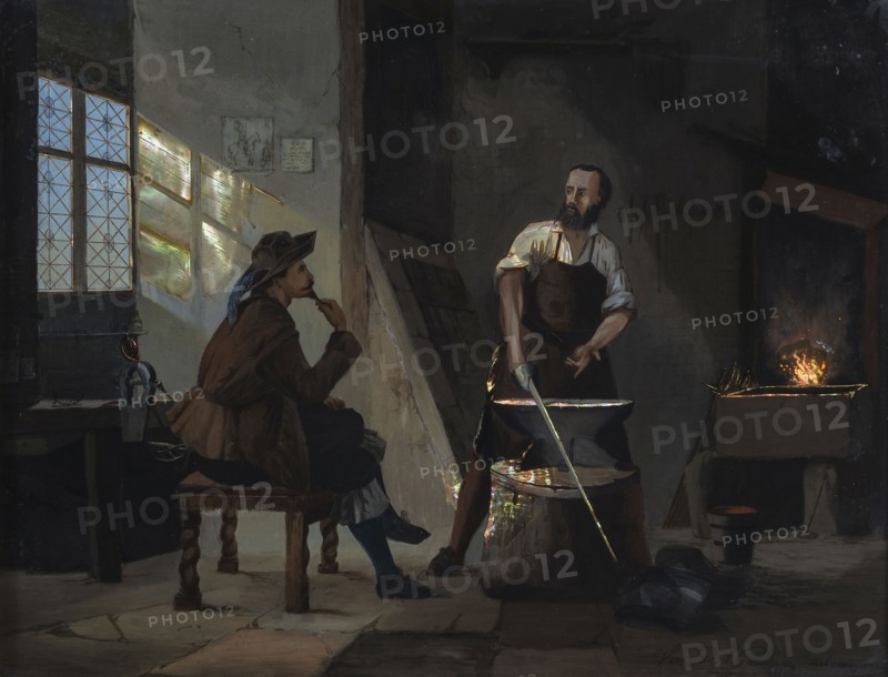 Hermanus Petrus Antonius Gunneweg, Back glass painting Jan de Smid (Swartjan) hears that the Spaniards are in front of the city
