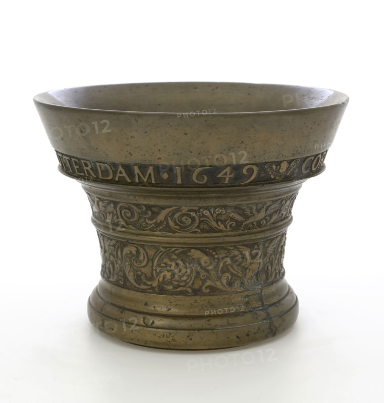 Cornelis Ouderogge (1599 of 1600-1672), Bronze mortar with CORNELIS AGING FECIT AND D I O ROTTERDAM 1649, auger equipment bronze