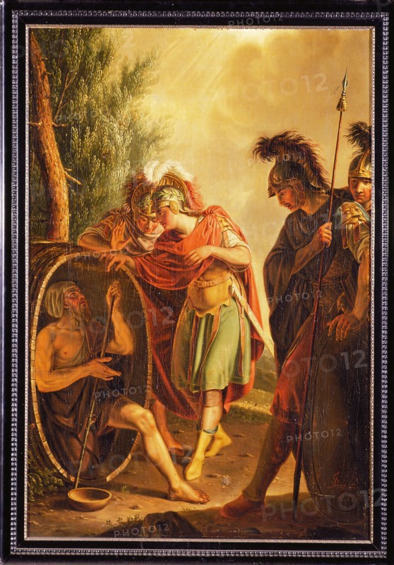 Johannes Zacharias Simon Prey, Chimney with Alexander and Diogenes, chimney painting painting material linen paint oil painting