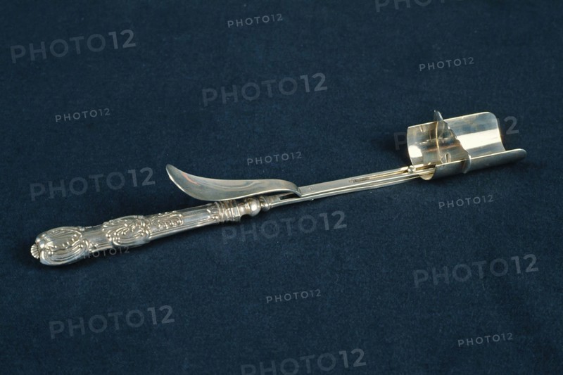 Silversmith: Jean George Grebe, Silver ice cream scoop with carved handle, kitchen utensils silver, mastersign: serve JGG ice