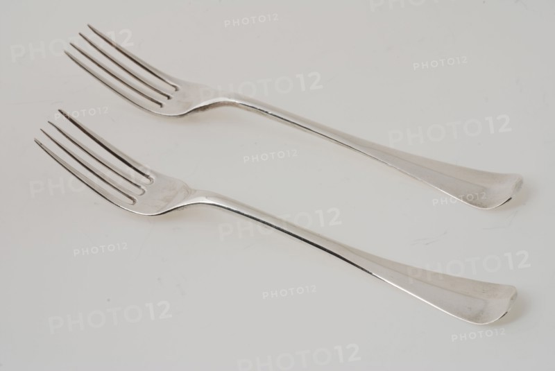Louis de Haan, Two acid forks with four teeth, acid fork fork cutlery silver, maker's mark: LH serving