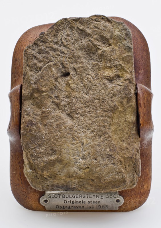 Stone by Bulgersteyn: small IJsselsteen, mounted as paper in wooden holder, paperweight stone soil find stone stone, shaped