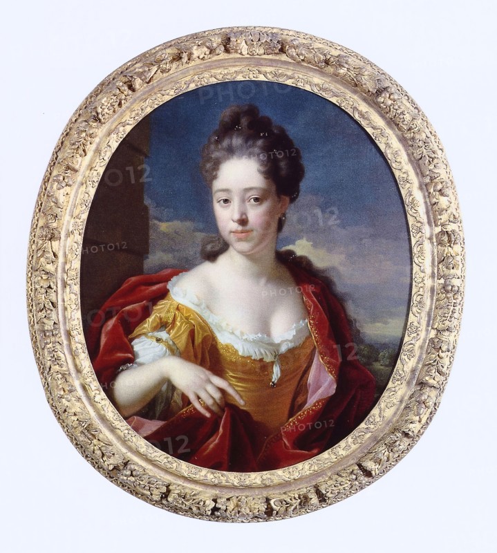 Adriaen van der Werff, Portrait of Maria van der Werff (1692-1731), portrait painting imagery linen oil painting, Oval portrait