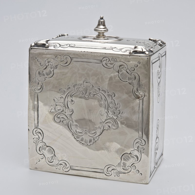 Silversmith: Douwe Eysma, Silver tea caddy, tea caddy holder silver, serve