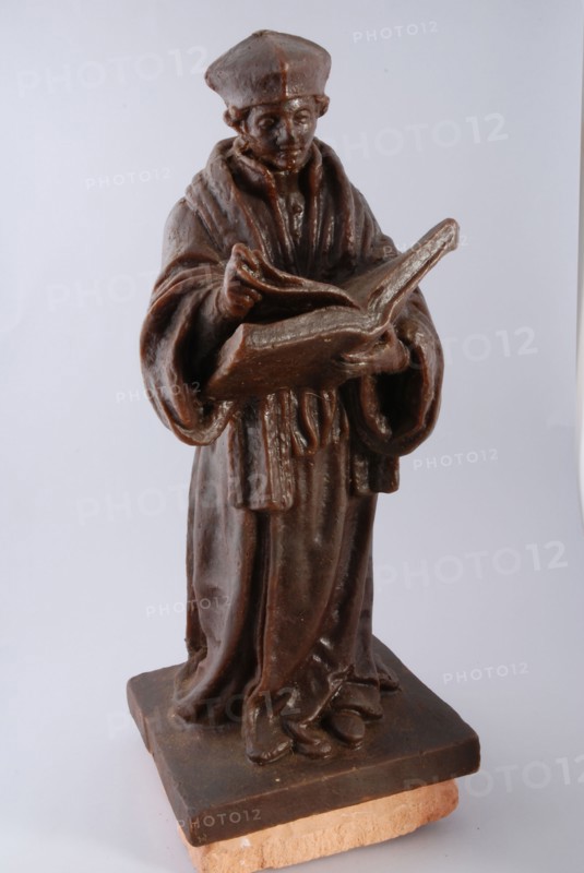 Simon Miedema, Image of Erasmus, on pedestal of earthenware, sculpture sculpture model was ceramic pottery, modeled Wax model