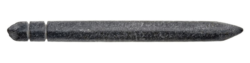 Slate writing pen or double-groove gripper around the end, writing marker soil found slate stone, sawn filed cut elongated round