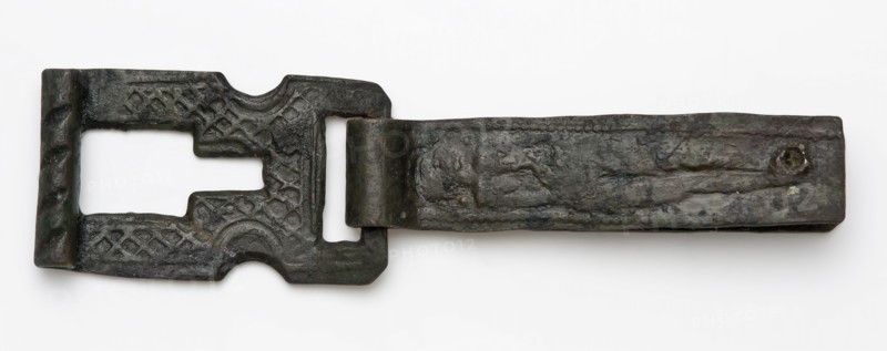 Herd of book lock, book fittings with embossed relief decorations, devoted woman, decorative fittings soil found copper metal
