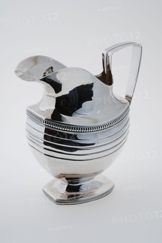 Gerardus Peeters, Four-piece tea service, silver milk jug, milk jug tableware holder tableware silver, Four-piece tea set