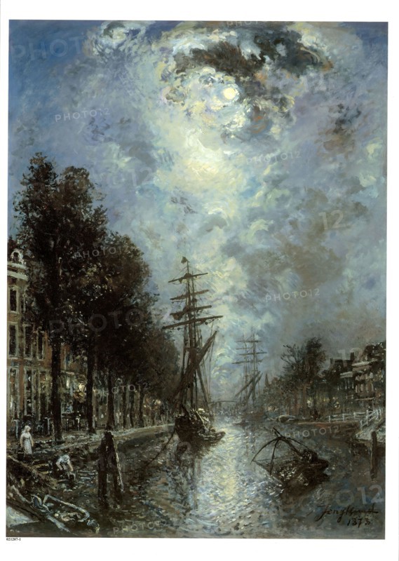 Johan Barthold Jongkind, Cityscape of Rotterdam, Canal à Rotterdam, cityscape painting material canvas oil painting, Portrait