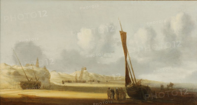 Simon de Vlieger, Boats on the beach at Scheveningen, painting visual material wood oil, Rotterdam Loan National Institute
