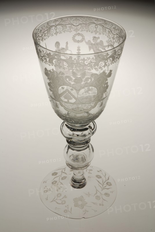 Chalice engraved on the occasion of the 50th anniversary of Pieter de Mey and Geertruida van der Hey, wine glass drinking glass