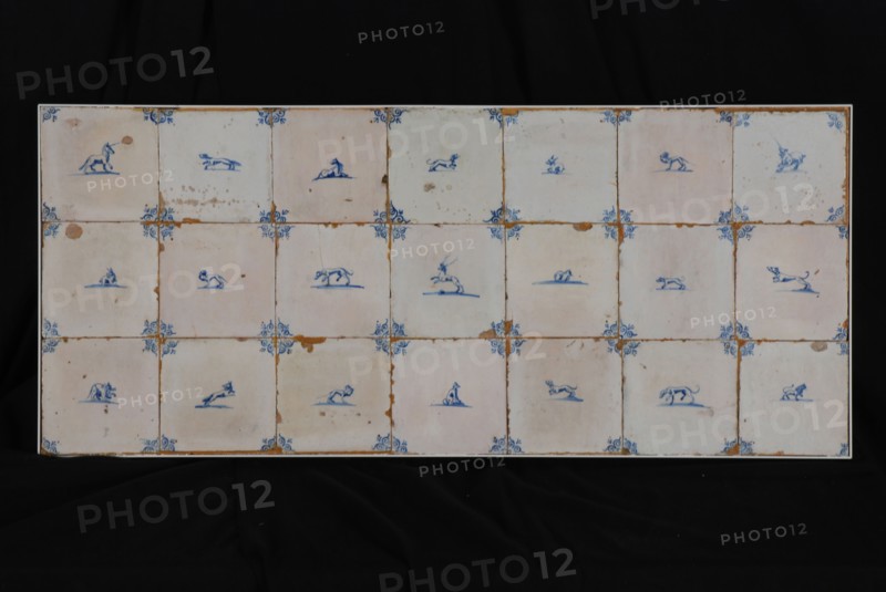 tiled field wall tile tile sculpture ceramic earthenware glaze, baked 2x glazed painted tile field 21 pieces three high seven