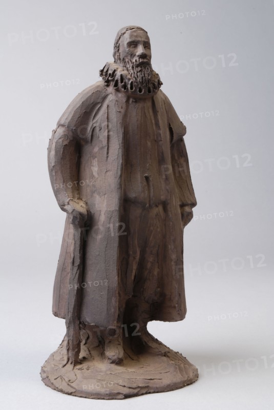 Charles van Wijk, Model for image of Johan van Oldenbarnevelt, full-length with stick in right hand, model sculpture sculpture