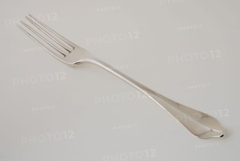 Silversmith: Johannes Verlooven, Fork with four teeth, fork cutlery silver, forged Set of six spoons (1-6) and six forks