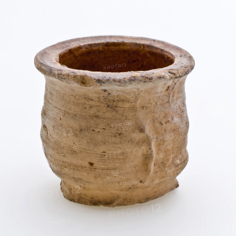 Pottery ointment jar, cylindrical model, red shard, internally glazed, ointment jar pot holder soil find ceramic earthenware
