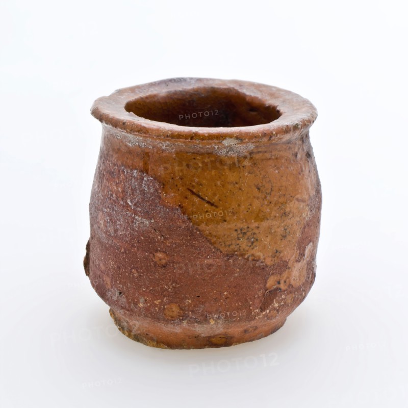 Pottery ointment jar, belly model, red shard, internally glazed, ointment jar pot holder soil find ceramic earthenware glaze