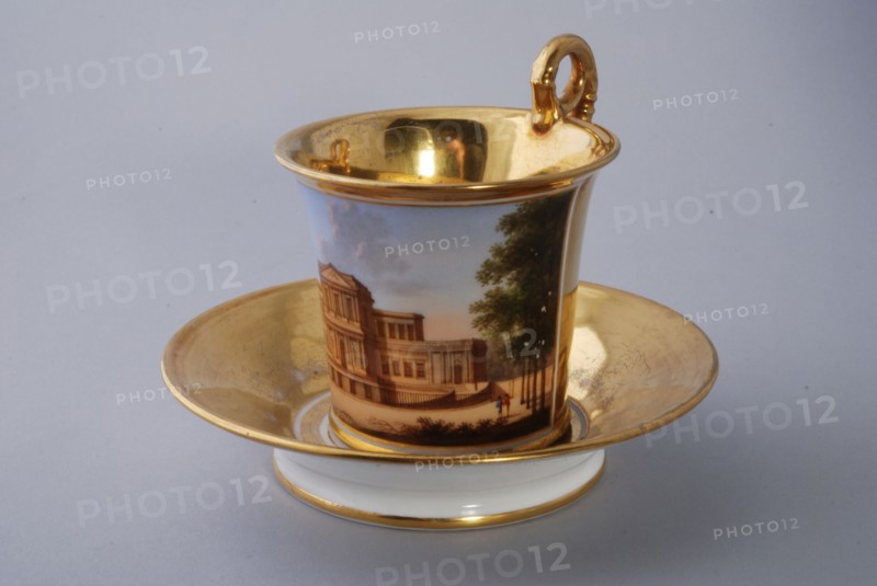 Cup and saucer, part of coffee and tea service with cityscapes, cup and saucer coffee service tea set tableware ceramics