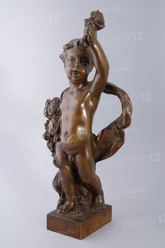 Simon Miedema, Cast bronze statue of child with flowers in hand, spring, from series the seasons, sculpture sculpture bronze